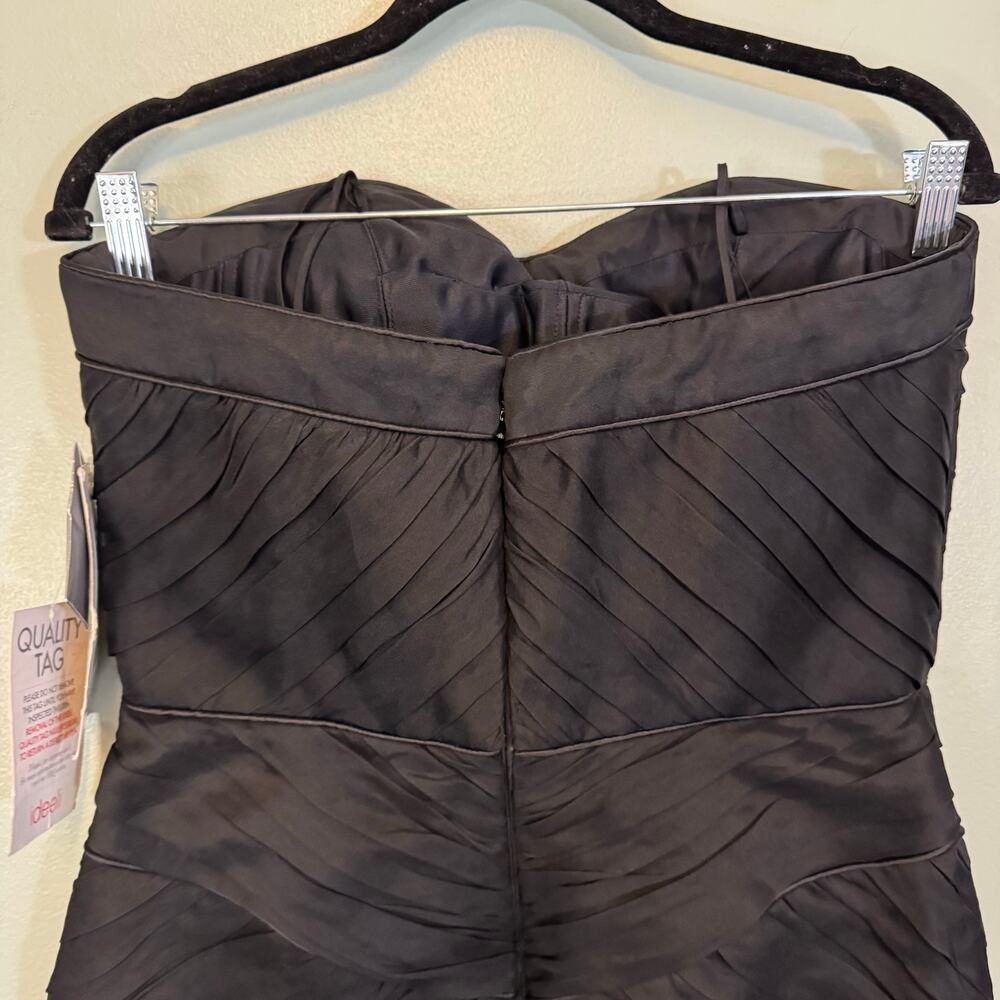 Theia Silk Sheath Dress 8 Black Mini Strapless Cocktail Party Glam NWT $450 MSRP - Picture 9 of 11